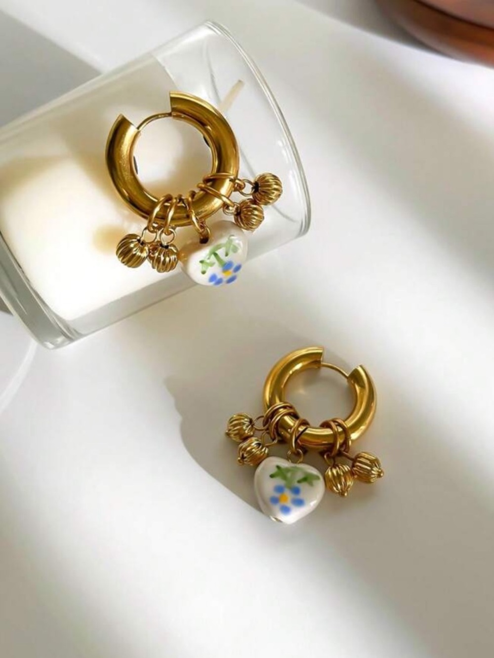 Flower hoop earrings #2621